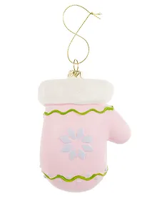 Купить Новогоднее подвесное украшение Варежка розовая (пластик) (ПВХ бокс) (9см) (12-09305-N2) — Фото №1