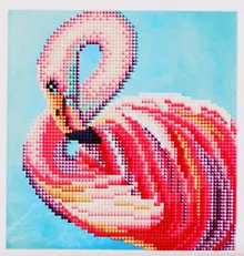 Купить Алмазная мозаика ТМ Рыжий Кот (класс.) 20х20см (18цв) Розовый фламинго, без подрамника, с частичным заполнением ACB003 — Фото №1