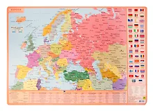 Купить Планшетная карта Европы. Политическая/физическая А3 (в новых границах). Масштаб 1:20млн./1:17млн. — Фото №1
