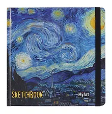 Купить Скетчбук 200*200 80л "Винсент Ван Гог, Звёздная ночь" белый офсет 100г/м2, тв.подложка — Фото №1