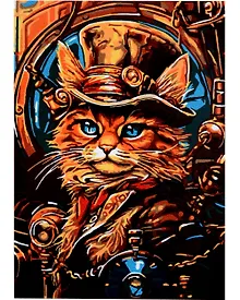 Купить Картина по номерам на картоне "Кот-стимпанк", 20 х 28,5 см — Фото №1