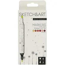 Купить Маркеры для скетчинга 06цв "SKETCH&ART" Терракота, Bruno Visconti — Фото №1