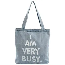 Купить Сумка-шоппер джинсовая на молнии I am very busy 37*33см 12-11522-1915-3 — Фото №1