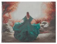 Купить Алмазная мозаика (блестящая), с подрамником, с полным заполнением "Девушка в зелёном платье", 30 х 40 см — Фото №1