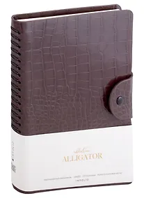 Купить Ежедневник недат. А5 96л "Alligator" коричневый, иск.кожа, мягкий переплет, полускр.спираль, на кнопке, тонир.блок — Фото №1