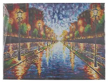 Купить Алмазная мозаика (блестящая), с подрамником, с полным заполнением "Ночной бульвар", 30 х 40 см — Фото №1