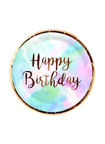 Купить Набор бумажных тарелок Happy birthday космос с золотом (24см) (6шт) — Фото №1