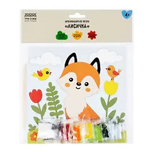 Купить Аппликация из песка Три Совы "Лисичка", с раскраской, пакет с европодвесом — Фото №1