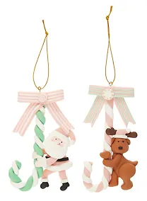 Купить Набор новогодних подвесных украшений Пряничные карамельки с фигуркой (2шт) (пластик) (ПВХ бокс) (7х12) (12-07253CR-7) — Фото №1