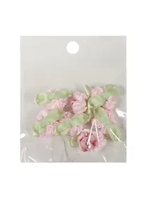 Купить Пришивные розочки с листиками 3 см. светло-розовые (7шт)(пакет) (11-01031-1-5) — Фото №1