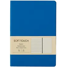 Купить Книга для записей А5 80л "Soft Touch. Космический синий" иск.кожа, инт.обл., лин., тчк., нелин., ляссе, инд.уп. — Фото №1