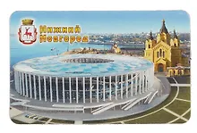 Купить Магнит большой Нижний Новгород Коллаж со стадионом (винил) (030-1-76K25) — Фото №1