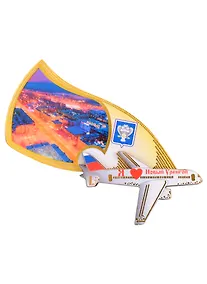 Купить ГС Магнит Новый Уренгой Самолет   (дерево с теснением золотой фольгой ) (7,5 см.) — Фото №1
