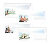 Купить Набор конвертов «Москва (Кремль, Большой театр, Исторический музей, Храм Василия Блаженного)» — Фото №1
