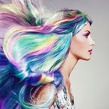 Купить Холст с красками по номерам "Девушка с радужными волосами", 20 х 20 см — Фото №1