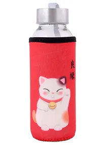 Купить Бутылка в чехле с цветом Котик Манэки-нэко (стекло) (300мл) — Фото №1
