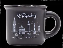 Купить Кружка СПб. Потоп, 50мл, черная, матовая, фарфор — Фото №1