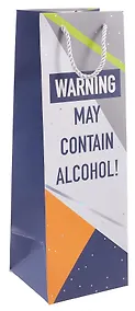 Купить Пакет бутылочный 36*12*12 "Warning. May contain alcohol!" нейтр., бум.мат.ламинат — Фото №1