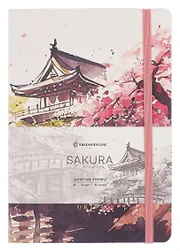Купить Книга для записей А5 80л лин. "Sakura. Karahafu" кожзам, с резинкой, тиснение фольгой — Фото №1