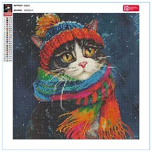 Купить Алмазная мозаика "Зимний кот" 30*30 см — Фото №1