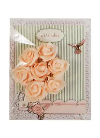 Купить КТ Головки роз Фоамиран  персиковый/розовый (7 шт) упаковка — Фото №1