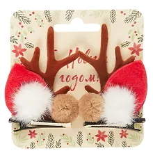 Купить Заколки новогодние Рожки олененка с мехом (2шт) (текстиль) (12-06141-P7) — Фото №1