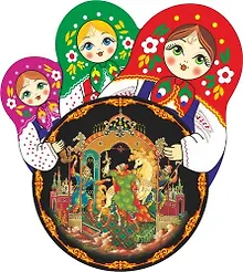 Купить Сувенир, АКМ, Магнит круглый Палех.Золотая уздечка 6*7см, смола — Фото №1