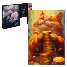 Купить Картина по номерам "Кот с деньгами" 20х30 см — Фото №1