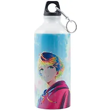 Купить Бутылка с карабином Аниме Синтонимы Персонаж на фоне неба (цветной) (Медина Мирай) (металл) (600мл) (БМ2022-25) — Фото №1