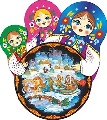 Купить Сувенир, АКМ, Магнит круглый Палех.Зимняя тройка 6*7см, смола — Фото №1