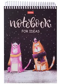 Купить Блокнот А5 160л нелин. "Прикольные коты" трехцв.тонир.блок, пласт.спираль, мел.картон, УФ-лак — Фото №1