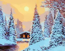 Купить Холст с красками по номерам "Высокие ели", 30 х 40 см — Фото №1