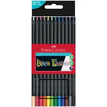 Купить Карандаши цветные 12цв "Black Edition" трехгранные, к/к, подвес, Faber-Castell — Фото №1
