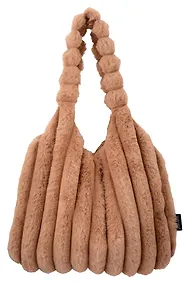 Купить Сумка-шоппер с объёмной ручкой (бежевая) (плюш) (35х35) (12-Lanxi-A1) — Фото №1