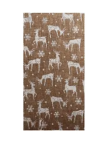 Купить Отрез льна 48*48см, натуральный с белыми оленями (пакет) (11-00839-8) — Фото №1