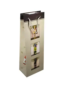 Купить Пакет подарочный бумажный бутылочный 36*12*8 ламинат, универ.тематика, ассорти B, МегаМАГ — Фото №1