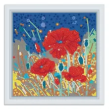 Купить Набор для творчества. Разноразмерная мозаика на подрамнике "Маковое поле", 30 х 30 см — Фото №1