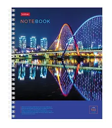 Купить Тетрадь 100л кл. "Огни ночного города" спираль, обложка с карманом, УФ-лак — Фото №1