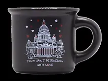 Купить Кружка From SPb with love. Исаакий, 50мл, черная, матовая, фарфор — Фото №1