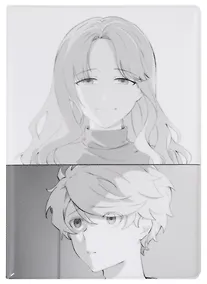 Купить Обложка для паспорта Аниме Синтонимы Два персонажа (ч/б) (Медина Мирай) (ПВХ бокс) (ОП2022-385) — Фото №1