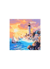 Купить Холст с красками по номерам ТМ Рыжий кот 20х20см (13цв) Маяк на берегу (Арт. ХК-4072) — Фото №1