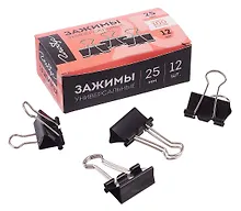 Купить Зажимы для бумаг 25мм 12шт черные, к/к, Глобус — Фото №1