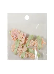 Купить Пришивные розочки с листиками 3 см. персиковые (7шт)(пакет) (11-01031-1-3) — Фото №1