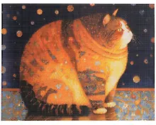 Купить Алмазная мозаика (классическая) с подрамником, с полным заполнением "Круглый котик", 30 х 40 см — Фото №1