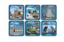 Купить Набор подставок под горячее 6шт Санкт-Петербург (синий) — Фото №1