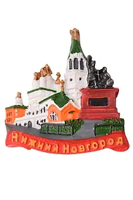 Купить Магнит Коллаж Храм с памятником (Нижний Новгород) (керамика) (022-04U-76-1) — Фото №1
