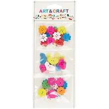 Купить Набор деревянных пуговиц Цветики -сердечки яркие (микс форм  и цветов), 30шт (орр) — Фото №1