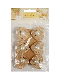 Купить Декоративные прищепки холщевые Сердечки с жемчуженами (6шт) (11-00399-SC-2287) — Фото №1