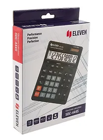Купить Калькулятор 12 разрядный, настольный, 2-е питан., черный, Eleven SDC-444S — Фото №1