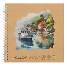 Купить Скетчбук 190*190 30л "DRAFT and CRAFT. Regatta", 180г/м2, обложка крафт картон, евроспираль — Фото №1